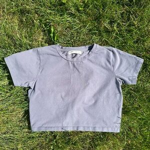 Pull & Bear Grey Cropped Tee Shirt